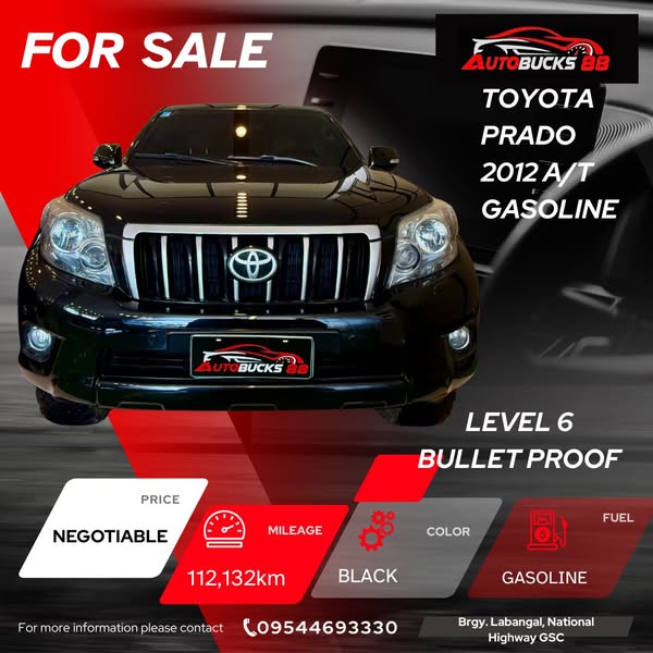 2012 TOYOTA PRADO A/T GASOLINE BULLET PROOF Level 6